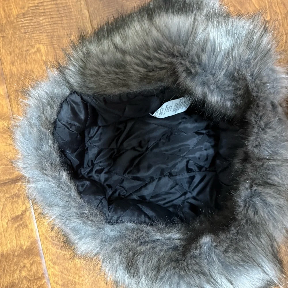 Like New Plaid Trapper Hat with Faux Fur